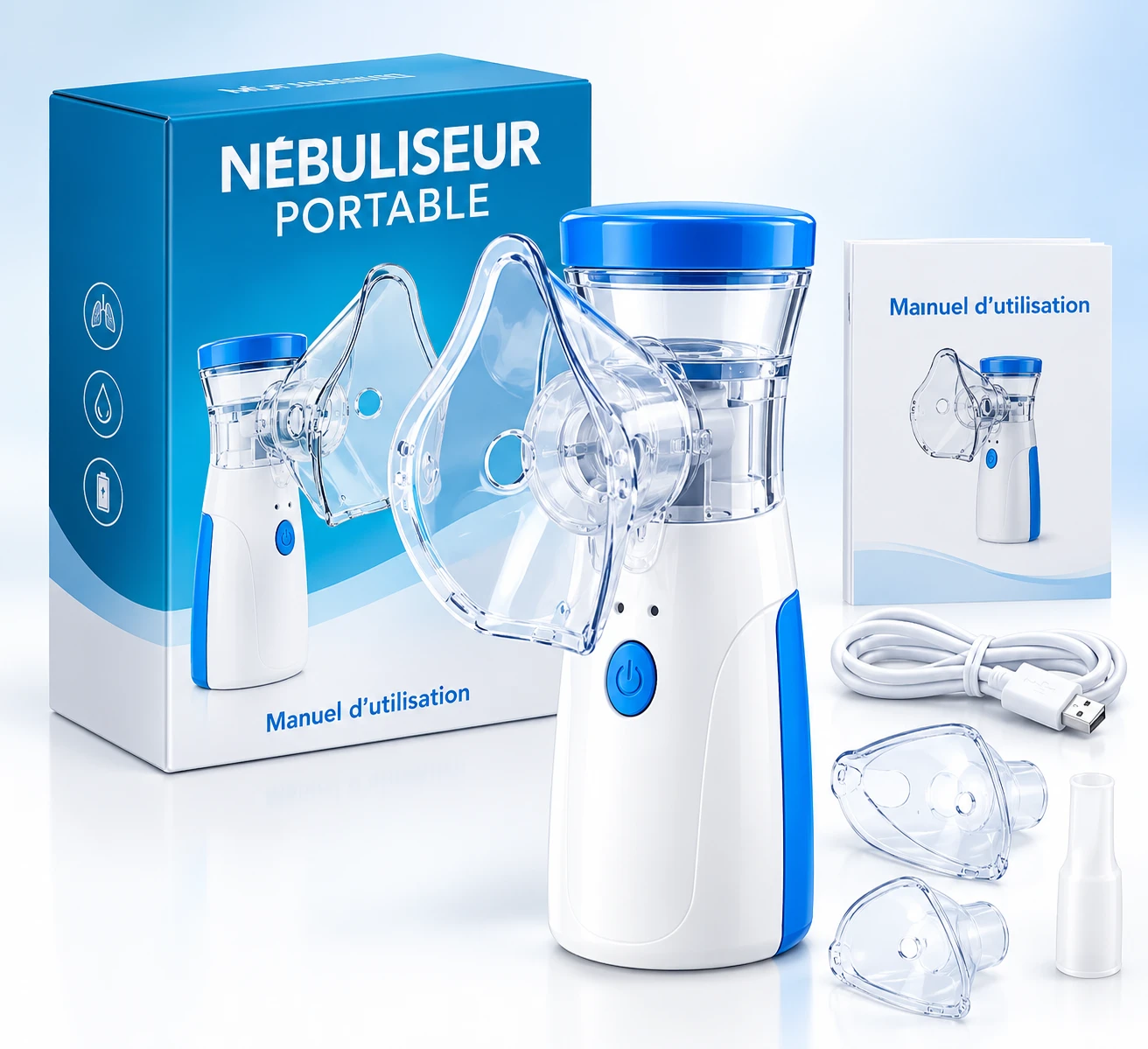 Nébuliseur portable avec masque transparent